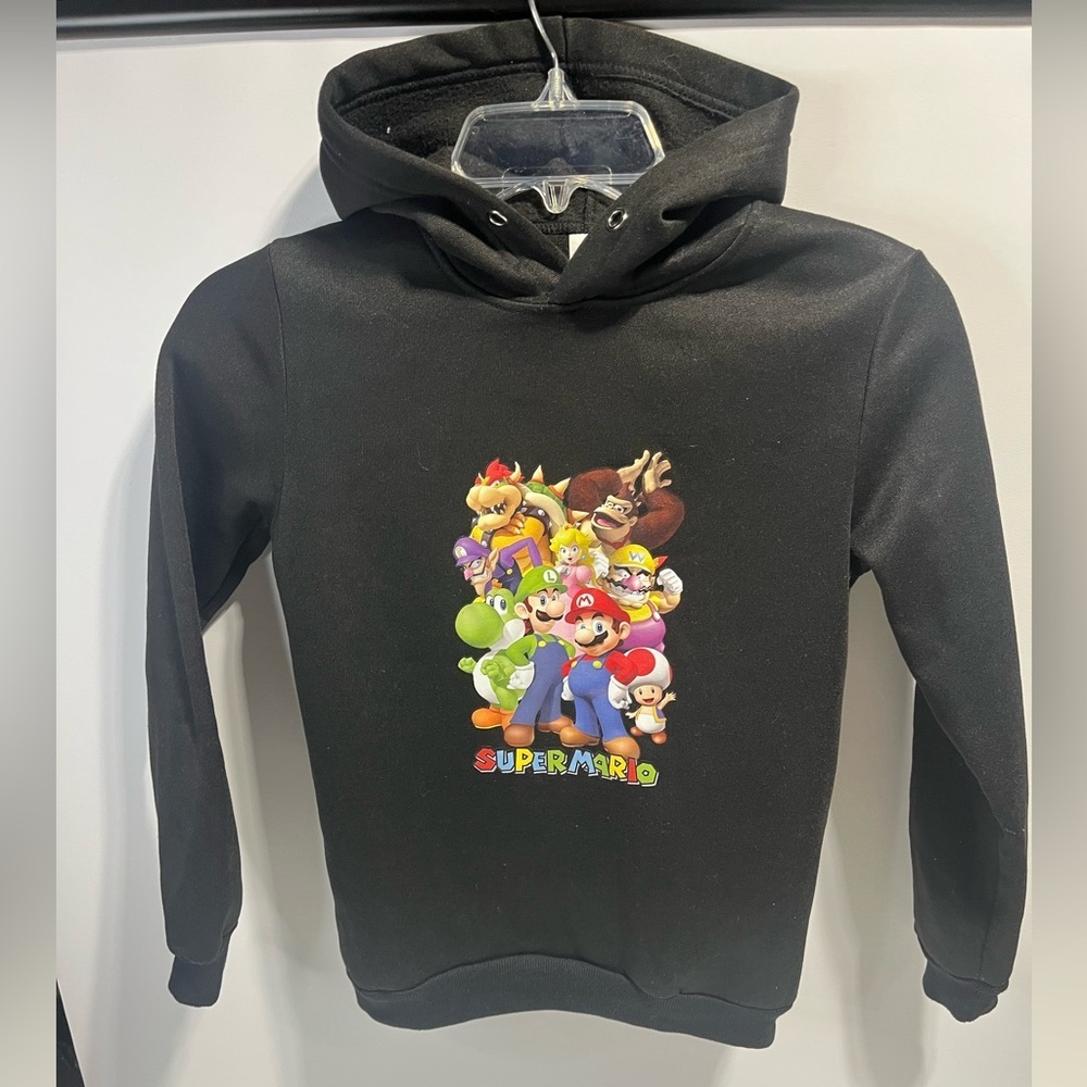 Super Mario Black Fleece Hoodie Kids size Medium